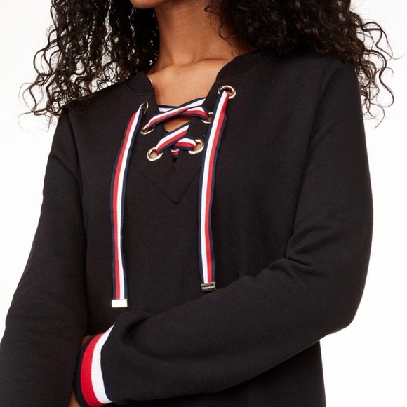 Tommy Hilfiger Plus Size Long Sleeve Lace Up Dress - Picture 2 of 12